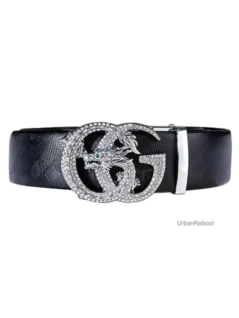 Men's Real Leather Ratchet Belt with Sliding Buckle, Adjustable Dress Belt